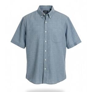 Chaps Men's XL Seacoast Wash Blue Short Sleeve Button Down Shirt 100% Cotton